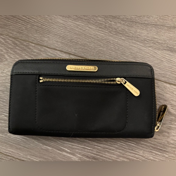 Michael Kors Handbags - Michael Kors Black and Gold Zip Wallet